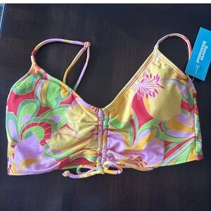 Sports Illustrated Swim Multicolor Floral Bikini Top - Yellow, Pink, Green